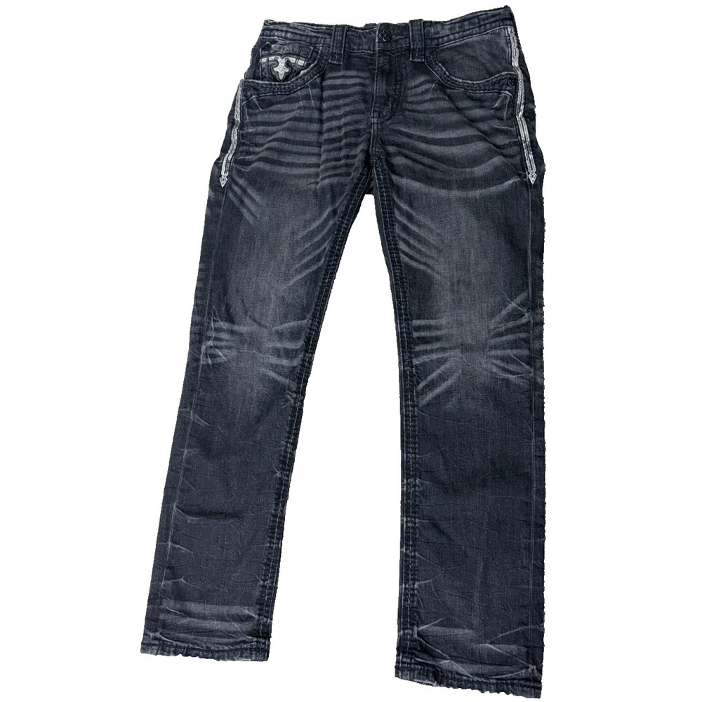 Rock Revival Men's 34 Black Dewey Slim Straight